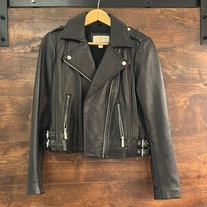Michael Kors Moto leather jacket black, size M